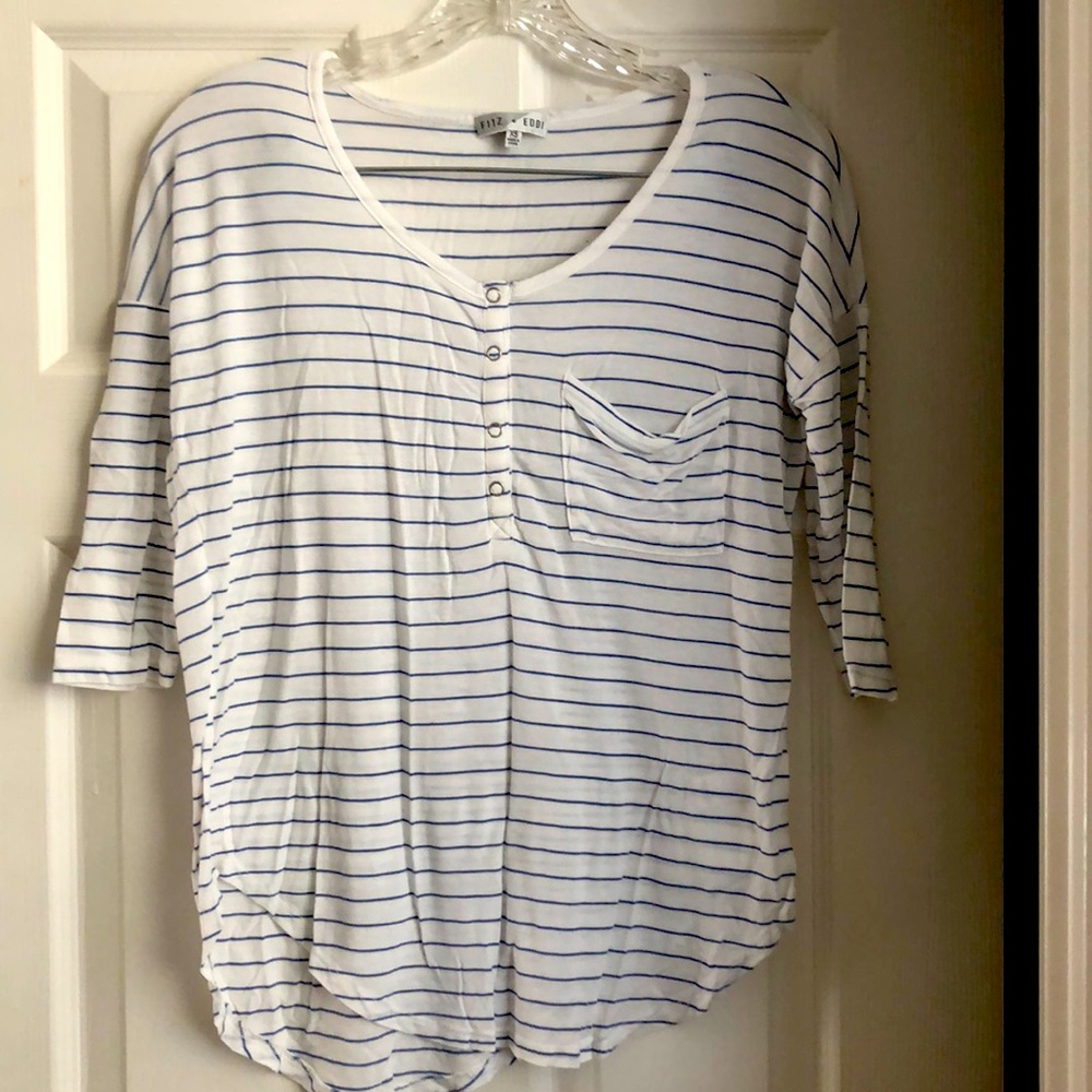 3/4 sleeve striped shirt